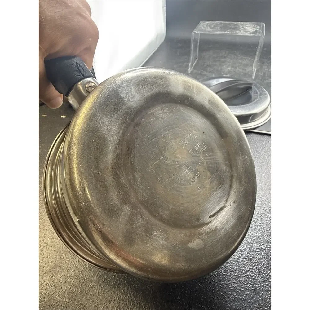 Vintage EKCO Flint 1 Qt Stainless Steel Saucepan Pot w/ Lid Radiant Heat Core